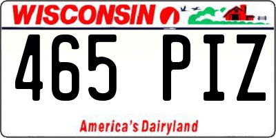 WI license plate 465PIZ