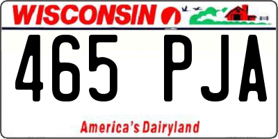 WI license plate 465PJA
