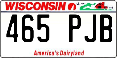 WI license plate 465PJB