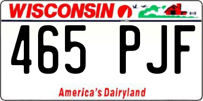 WI license plate 465PJF