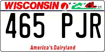 WI license plate 465PJR