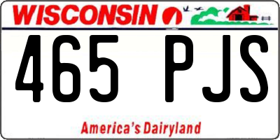 WI license plate 465PJS