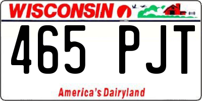 WI license plate 465PJT