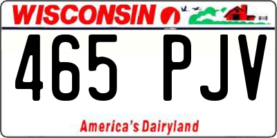 WI license plate 465PJV