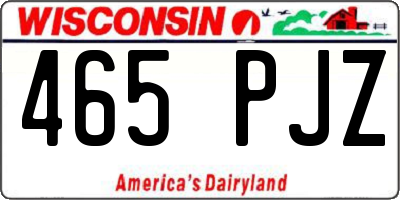 WI license plate 465PJZ