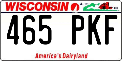 WI license plate 465PKF