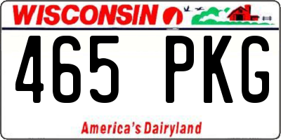 WI license plate 465PKG