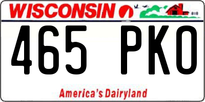 WI license plate 465PKO