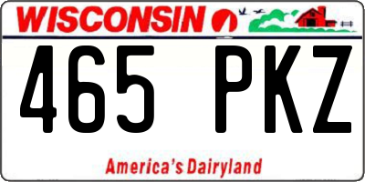 WI license plate 465PKZ