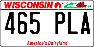 WI license plate 465PLA