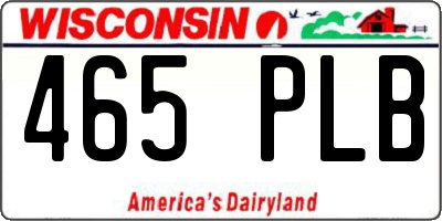WI license plate 465PLB