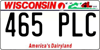 WI license plate 465PLC