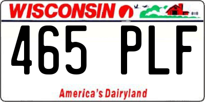 WI license plate 465PLF