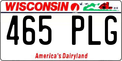 WI license plate 465PLG