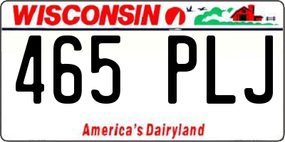 WI license plate 465PLJ