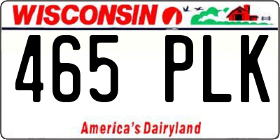 WI license plate 465PLK