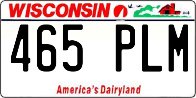 WI license plate 465PLM