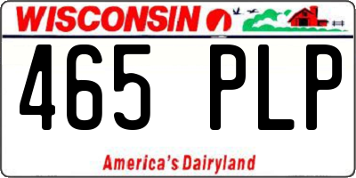 WI license plate 465PLP