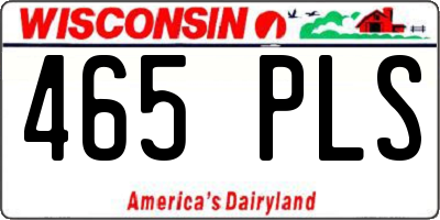 WI license plate 465PLS
