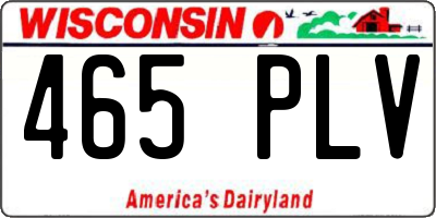 WI license plate 465PLV