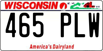 WI license plate 465PLW