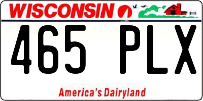 WI license plate 465PLX
