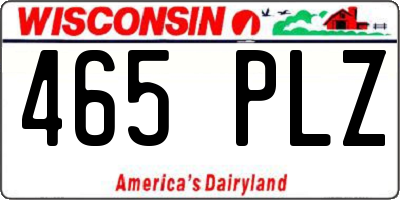 WI license plate 465PLZ