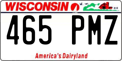 WI license plate 465PMZ