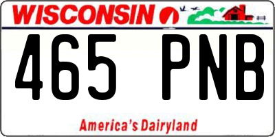 WI license plate 465PNB