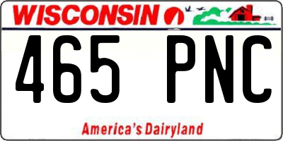 WI license plate 465PNC