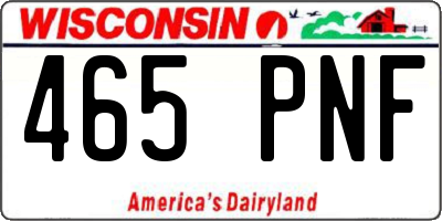 WI license plate 465PNF