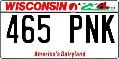 WI license plate 465PNK