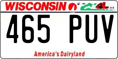 WI license plate 465PUV