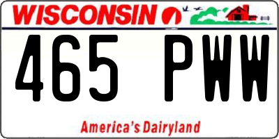 WI license plate 465PWW