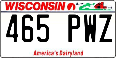 WI license plate 465PWZ