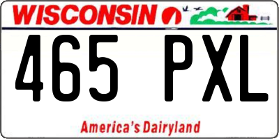WI license plate 465PXL