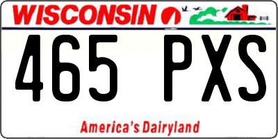 WI license plate 465PXS