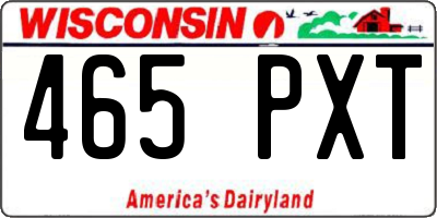 WI license plate 465PXT