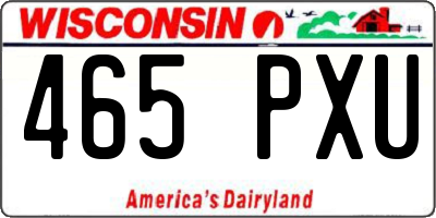 WI license plate 465PXU