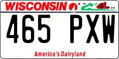 WI license plate 465PXW