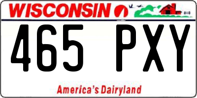 WI license plate 465PXY
