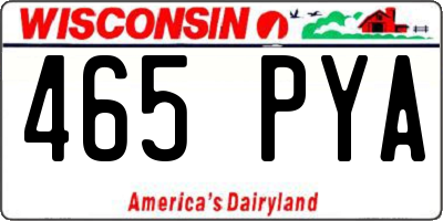 WI license plate 465PYA