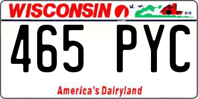 WI license plate 465PYC