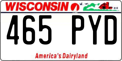WI license plate 465PYD