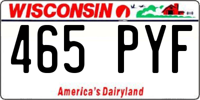 WI license plate 465PYF