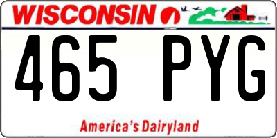 WI license plate 465PYG