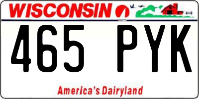 WI license plate 465PYK