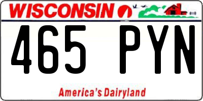 WI license plate 465PYN