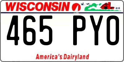 WI license plate 465PYO