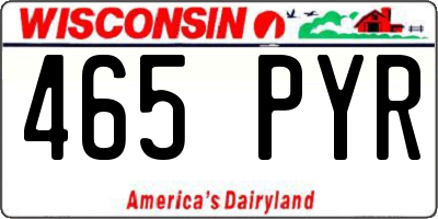 WI license plate 465PYR